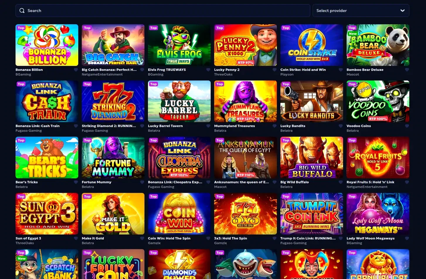 Aquawin Casino Spiele und Bonus Übersicht